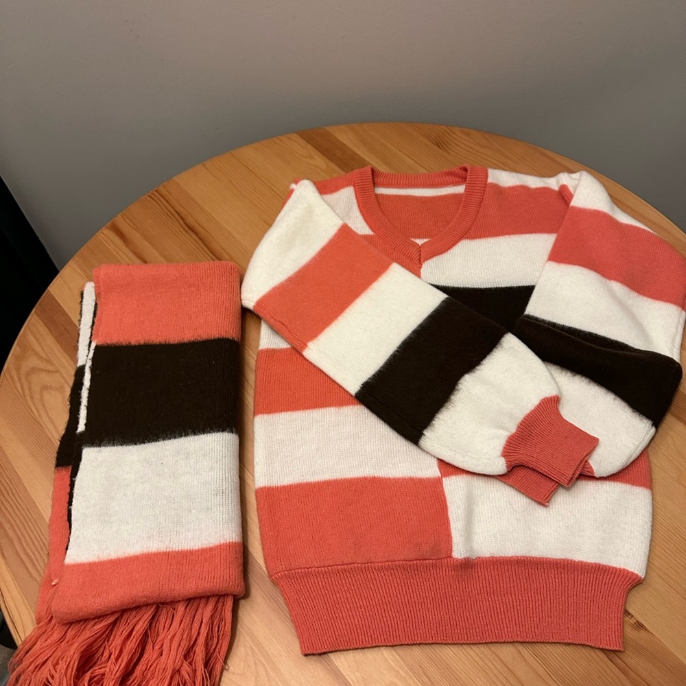 Matching sweater and scarf set